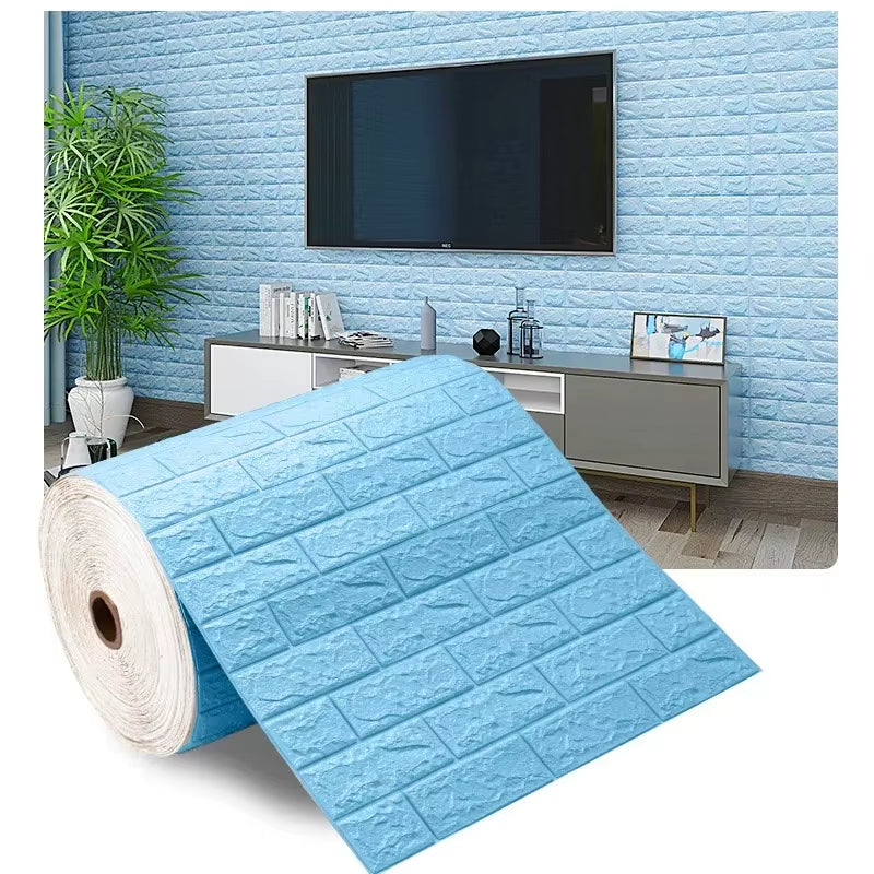 70Cm*1M 3D Self-Adhesive Wallpaper Continuous Waterproof Brick Wall Stickers Living Room Bedroom Wall Stickers Home Decoration