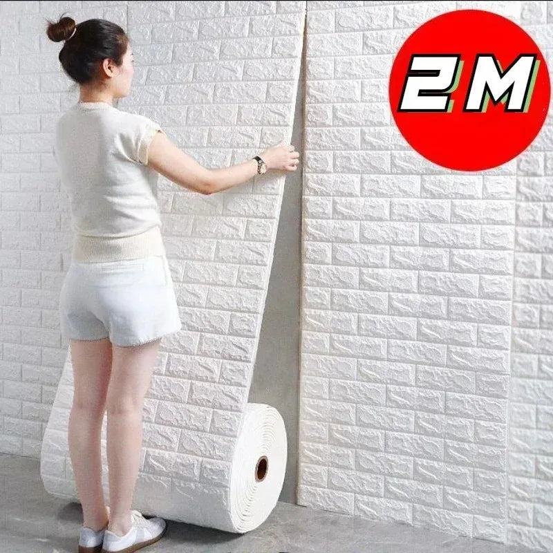 70Cmx2M Meter Foam 3D Wall Stickers Self Adhesive Panel Home Decor Living Room Bedroom House Decoration Bathroom Brick Wallpaper