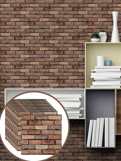 10 Pack 3D Brick Wall Stickers 3D Wall Panels Peel and Stick White Brick Wallpaper PE Foam Self Adhesive Wallpaper Removable and Waterproof Art Wall Tiles for Bedroom Living Room Background Decor