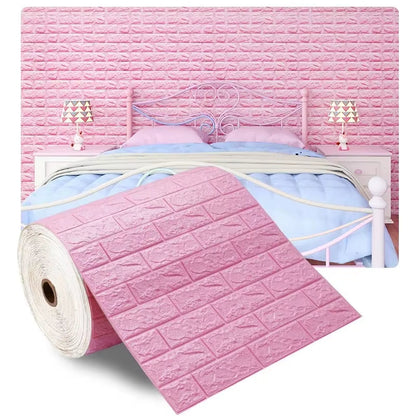 70Cm*1M 3D Self-Adhesive Wallpaper Continuous Waterproof Brick Wall Stickers Living Room Bedroom Wall Stickers Home Decoration