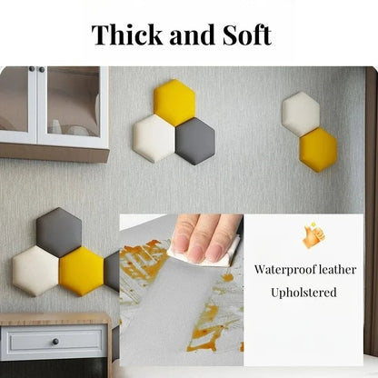 1Pc Hexagonal 3D Wall Stickers Upholstered Wall Panels Anti-Collision Peel and Stick Headboard Self Adhesive Leather Soft Bag