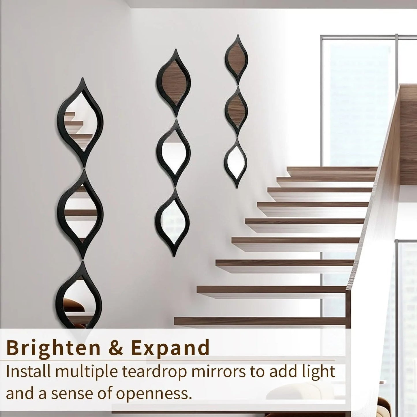 3Pcs Modern Tear Drop Mirror Wall Decor, Bedroom Living Room Decor Boho Moon Wall Decor Home Bedroom Decor Living Room Decor