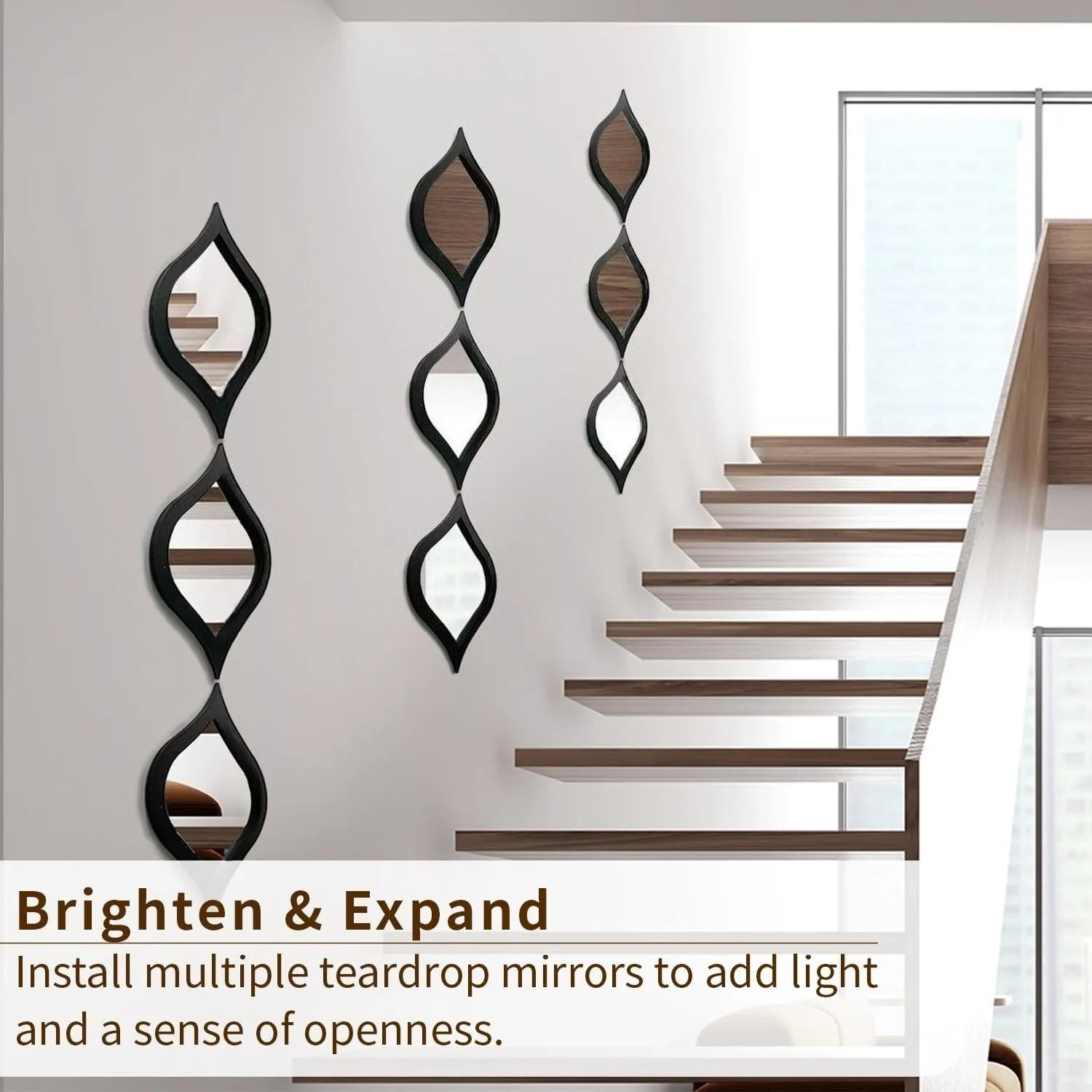 3Pcs Modern Tear Drop Mirror Wall Decor, Bedroom Living Room Decor Boho Moon Wall Decor Home Bedroom Decor Living Room Decor