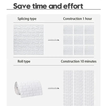 70Cm*1M 3D Self-Adhesive Wallpaper Continuous Waterproof Brick Wall Stickers Living Room Bedroom Wall Stickers Home Decoration