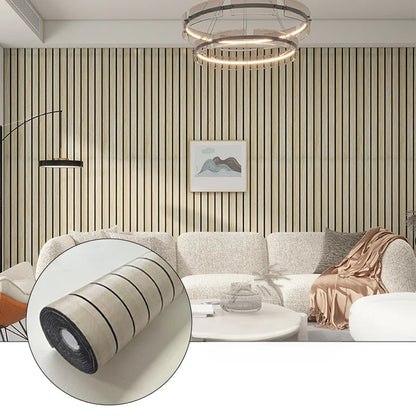 Kuujojo Wood Panel Peel & Stick Wallpaper, Striped Selfadhesive Faux Wood Grain Wall Covering, Easy Diyhome Decor 15.74X118 In