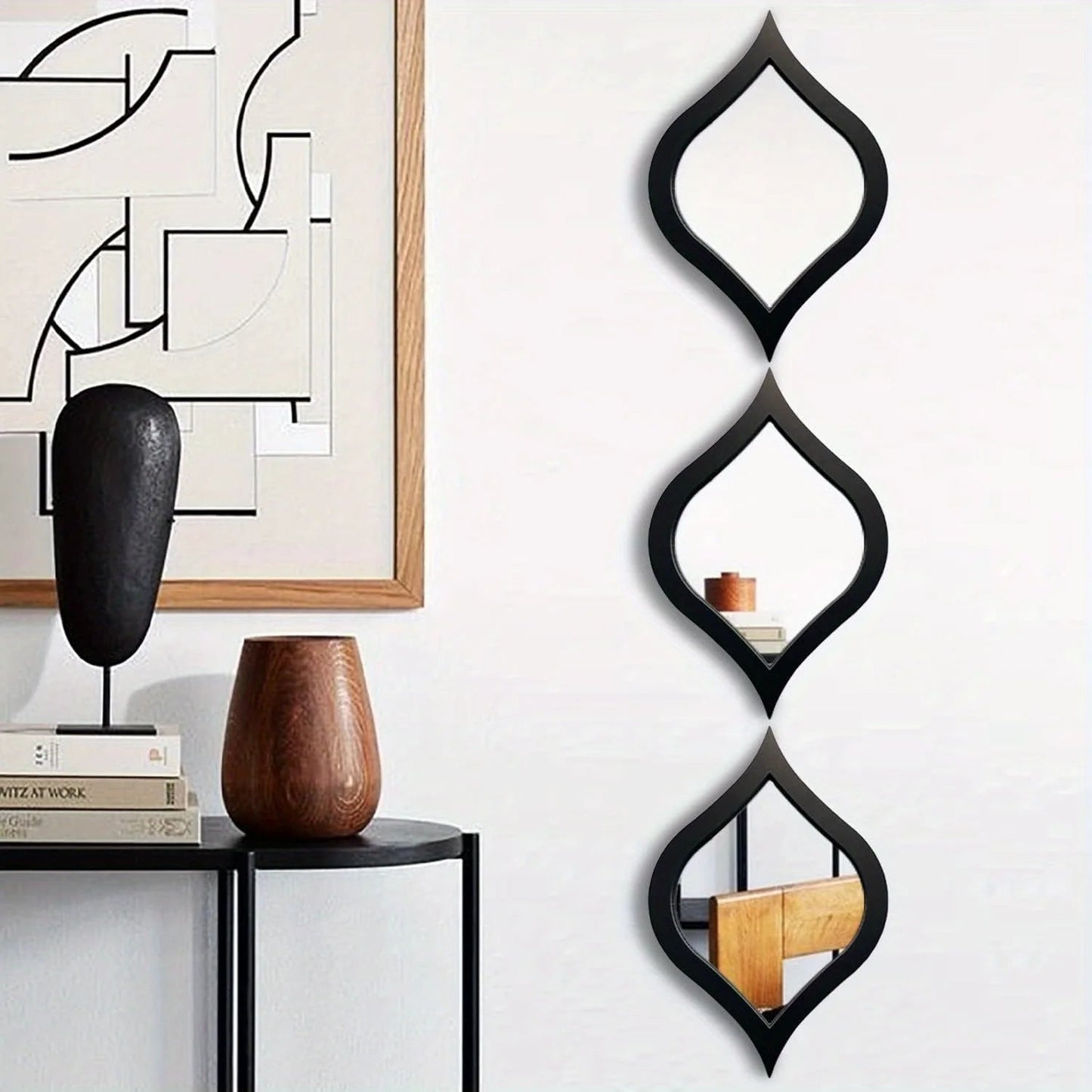 3Pcs Modern Tear Drop Mirror Wall Decor, Bedroom Living Room Decor Boho Moon Wall Decor Home Bedroom Decor Living Room Decor